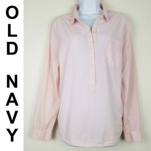 OLD NAVY 1/2 PLACKET BUTTON FRONT STRIPED SHIRT